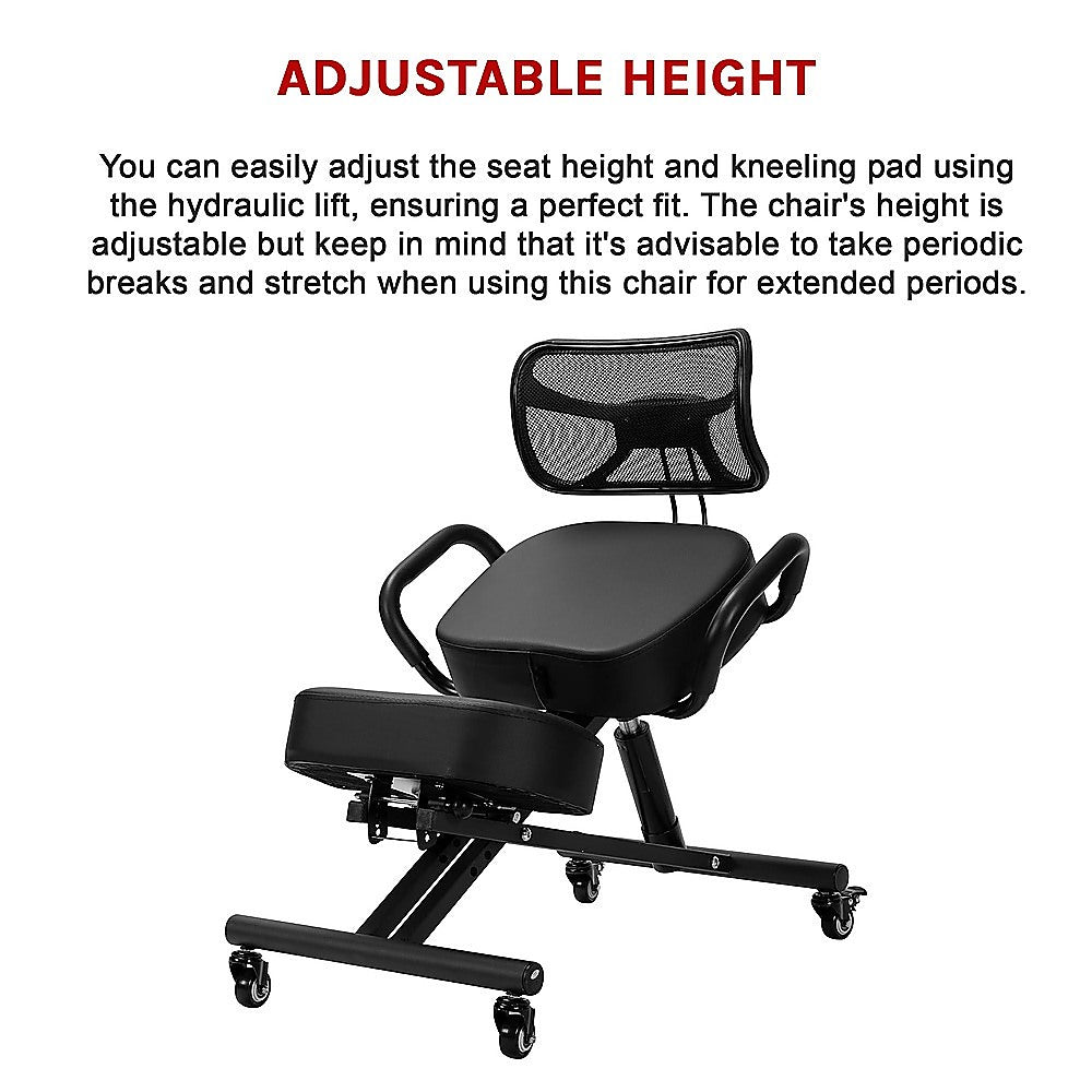 Ergonomic Kneeling Posture Chair with Backrest Adjustable Height and Casters V63-842641