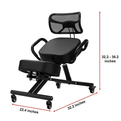Ergonomic Kneeling Posture Chair with Backrest Adjustable Height and Casters V63-842641