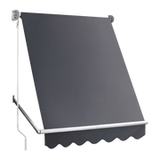 Retractable Fixed Pivot Arm Window Awning Patio Garden Blinds 2.4m x 2.1m Grey V63-842701
