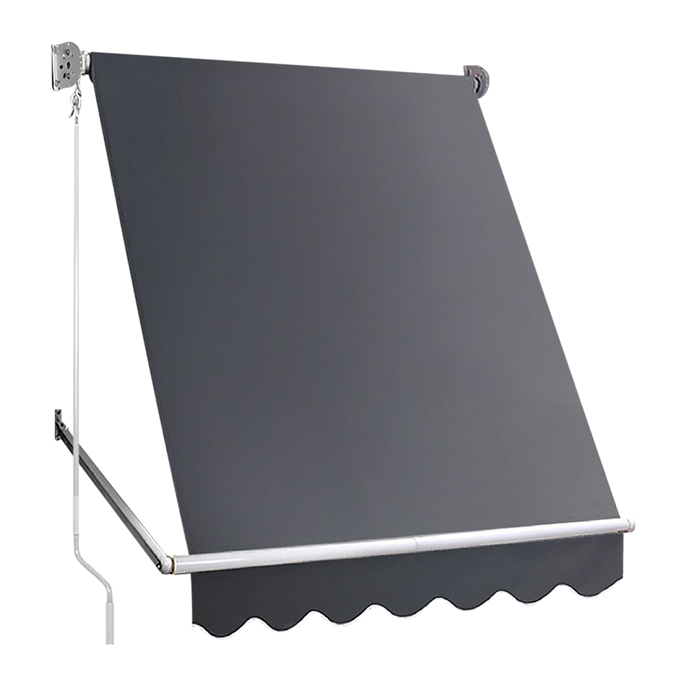 Retractable Fixed Pivot Arm Window Awning Patio Garden Blinds 2.4m x 2.1m Grey V63-842701