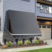 Retractable Fixed Pivot Arm Window Awning Patio Garden Blinds 2.4m x 2.1m Grey V63-842701