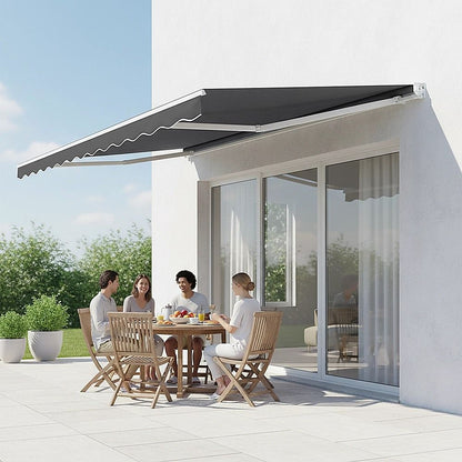 Outdoor Folding Arm Awning Retractable Sunshade Canopy Grey 3.0m x 2.5m V63-842721