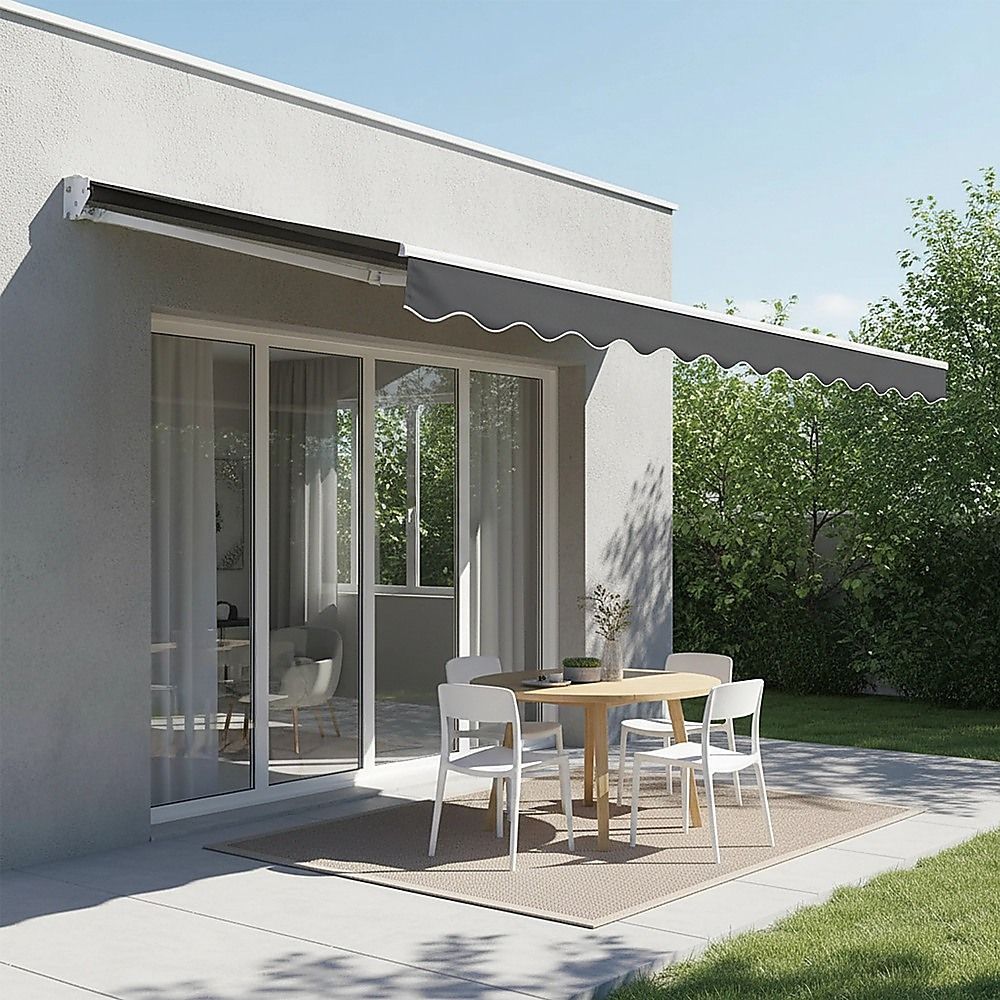 Outdoor Folding Arm Awning Retractable Sunshade Canopy Grey 3.0m x 2.5m V63-842721