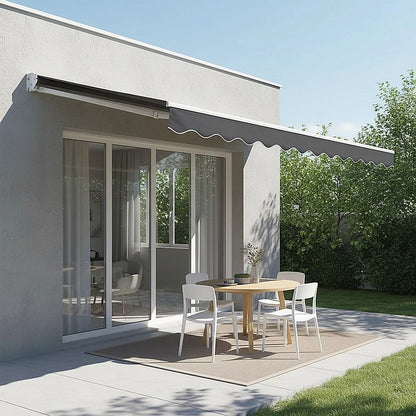 Outdoor Folding Arm Awning Retractable Sunshade Canopy Grey 3.0m x 2.5m V63-842721
