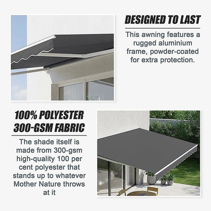 Outdoor Folding Arm Awning Retractable Sunshade Canopy Grey 3.0m x 2.5m V63-842721