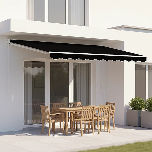 Outdoor Folding Arm Awning Retractable Sunshade Canopy Black 3.0m x 2.5m V63-842731