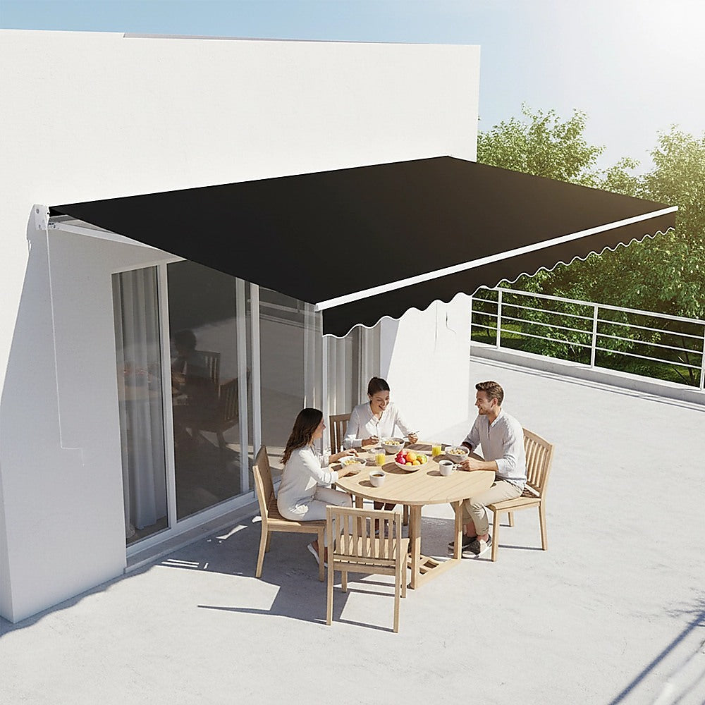 Outdoor Folding Arm Awning Retractable Sunshade Canopy Black 3.0m x 2.5m V63-842731