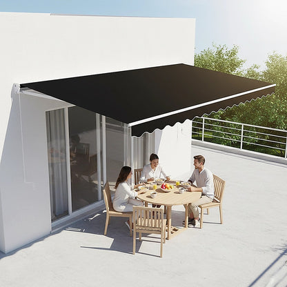 Outdoor Folding Arm Awning Retractable Sunshade Canopy Black 3.0m x 2.5m V63-842731