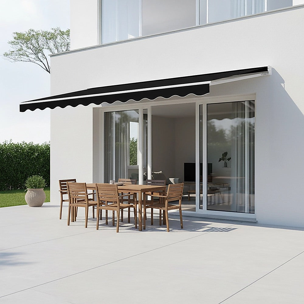 Outdoor Folding Arm Awning Retractable Sunshade Canopy Black 3.0m x 2.5m V63-842731
