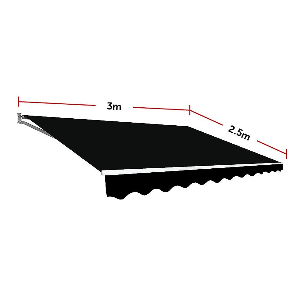 Outdoor Folding Arm Awning Retractable Sunshade Canopy Black 3.0m x 2.5m V63-842731