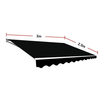 Outdoor Folding Arm Awning Retractable Sunshade Canopy Black 3.0m x 2.5m V63-842731