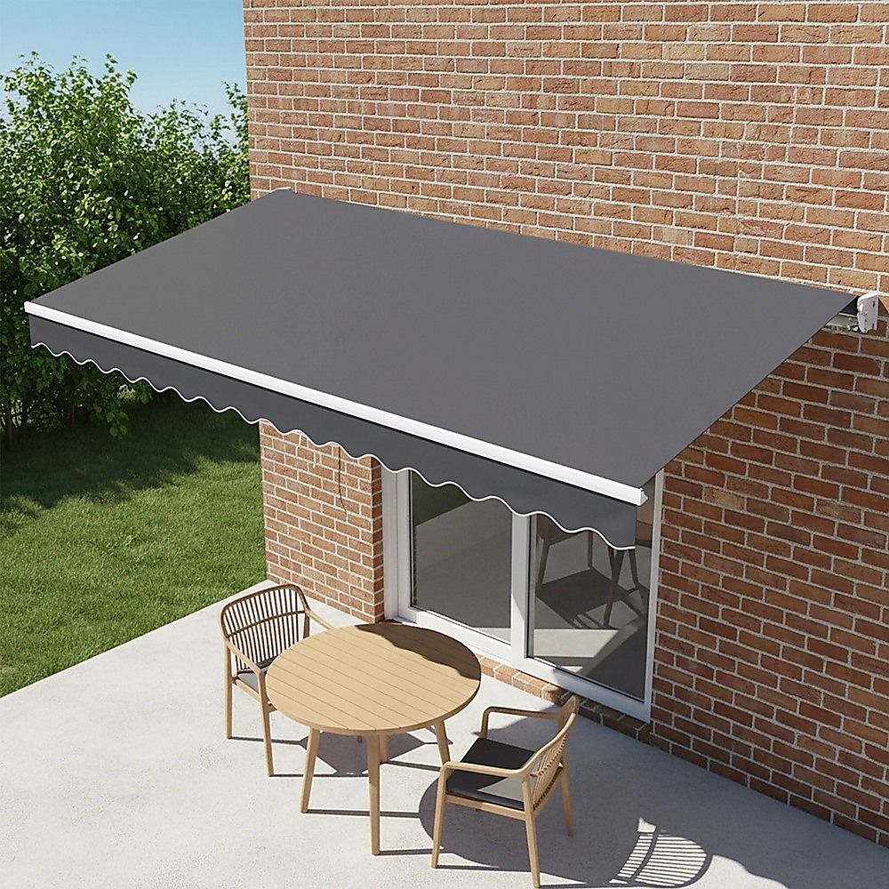 Outdoor Folding Arm Awning Retractable Sunshade Canopy Grey 4.0m x 2.5m V63-842741