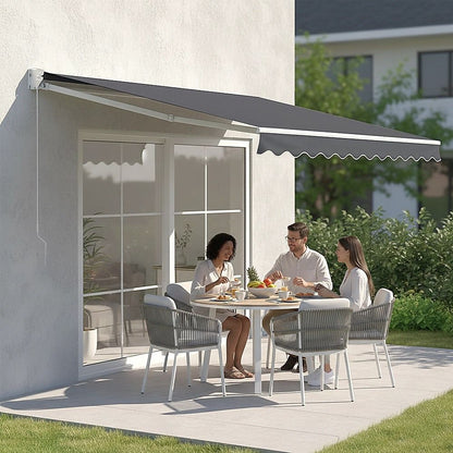 Outdoor Folding Arm Awning Retractable Sunshade Canopy Grey 4.0m x 2.5m V63-842741