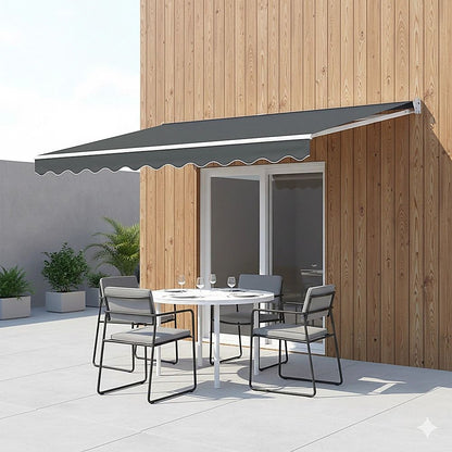 Outdoor Folding Arm Awning Retractable Sunshade Canopy Grey 4.0m x 2.5m V63-842741