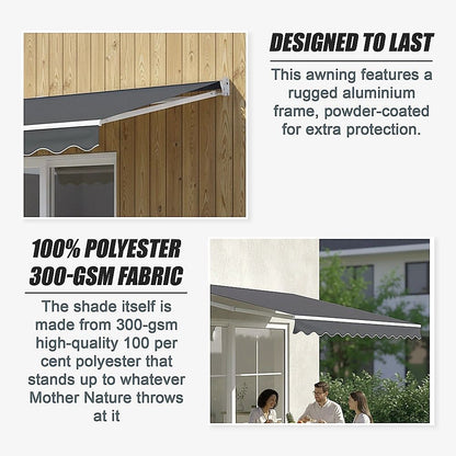 Outdoor Folding Arm Awning Retractable Sunshade Canopy Grey 4.0m x 2.5m V63-842741