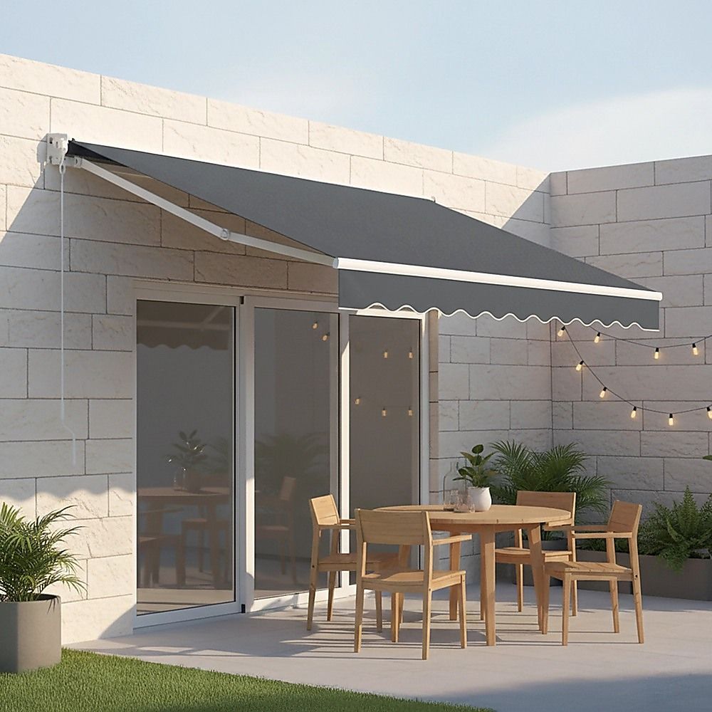 Outdoor Folding Arm Awning Retractable Sunshade Canopy Grey 5.0m x 2.5m V63-842771