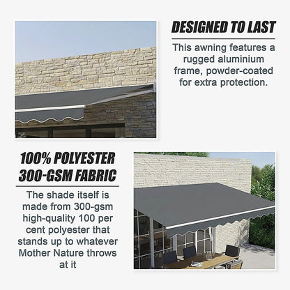 Outdoor Folding Arm Awning Retractable Sunshade Canopy Grey 5.0m x 2.5m V63-842771
