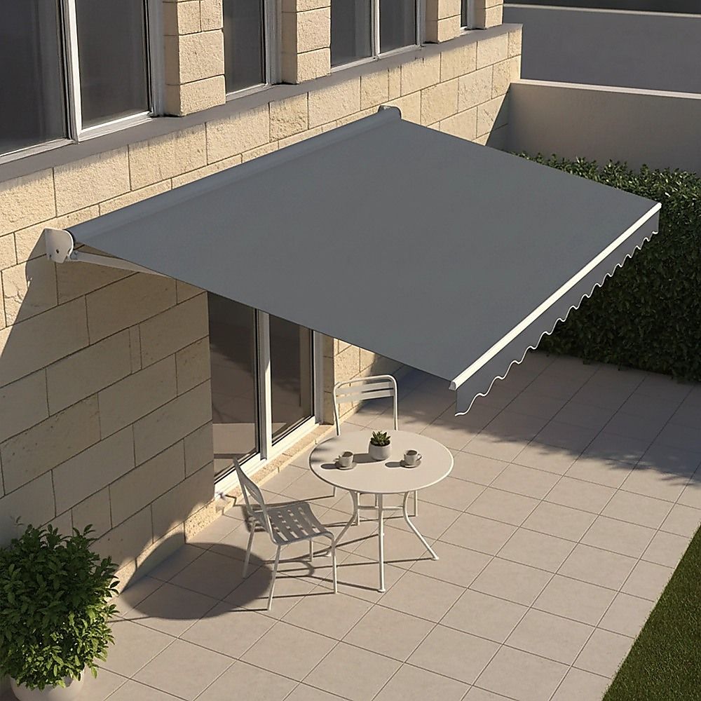 Outdoor Folding Arm Awning Retractable Sunshade Canopy Grey 4.0m x 3.0m V63-842791
