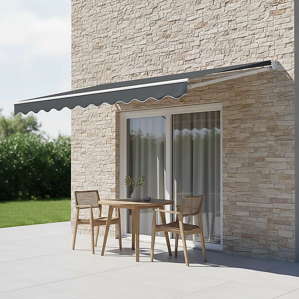 Outdoor Folding Arm Awning Retractable Sunshade Canopy Grey 4.0m x 3.0m V63-842791