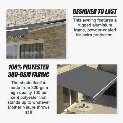 Outdoor Folding Arm Awning Retractable Sunshade Canopy Grey 4.0m x 3.0m V63-842791