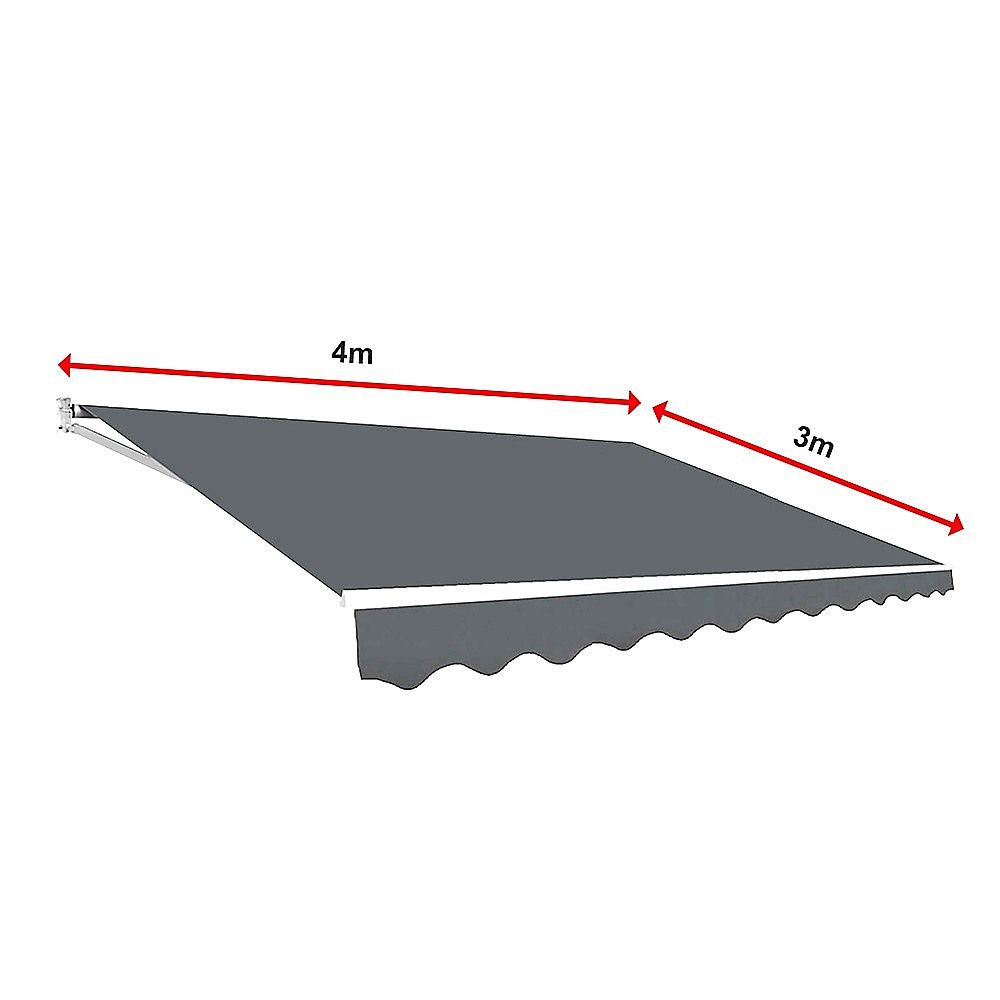 Outdoor Folding Arm Awning Retractable Sunshade Canopy Grey 4.0m x 3.0m V63-842791