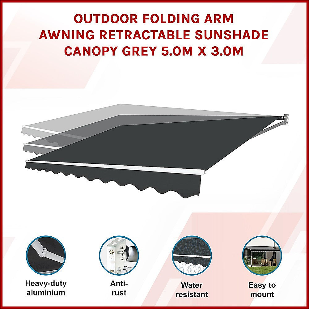 Outdoor Folding Arm Awning Retractable Sunshade Canopy Black 4.0m x 3.0m V63-842801
