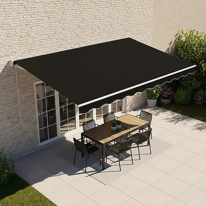 Outdoor Folding Arm Awning Retractable Sunshade Canopy Black 4.0m x 3.0m V63-842801