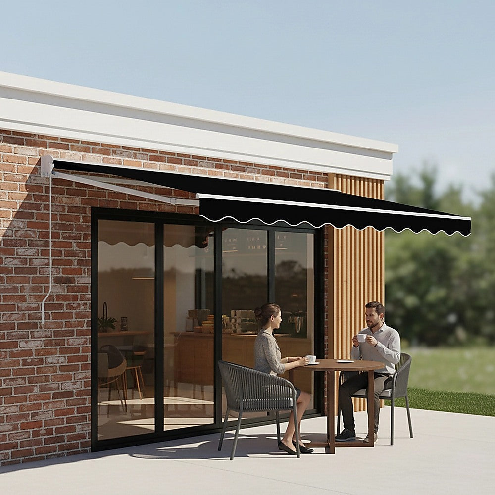 Outdoor Folding Arm Awning Retractable Sunshade Canopy Black 4.0m x 3.0m V63-842801