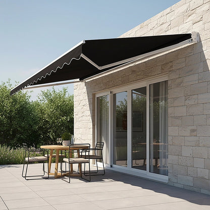 Outdoor Folding Arm Awning Retractable Sunshade Canopy Black 4.0m x 3.0m V63-842801