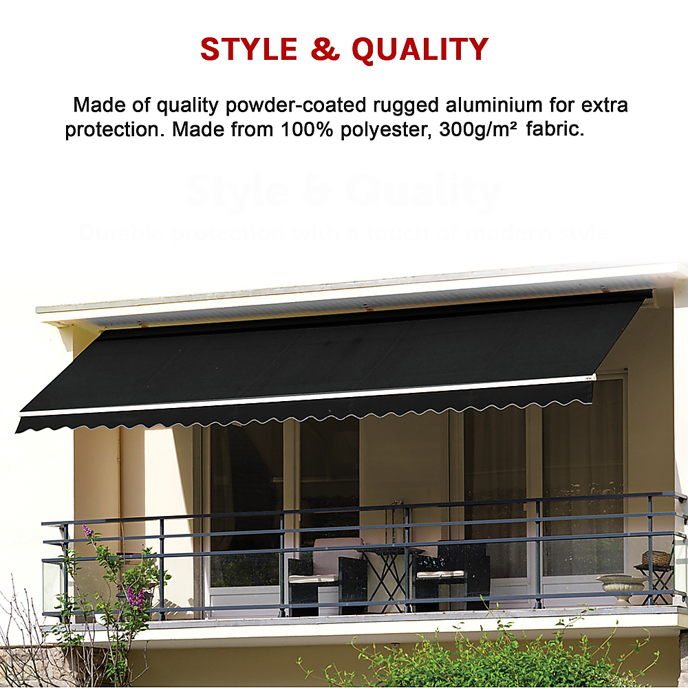 Outdoor Folding Arm Awning Retractable Sunshade Canopy Black 4.0m x 3.0m V63-842801