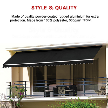 Outdoor Folding Arm Awning Retractable Sunshade Canopy Black 4.0m x 3.0m V63-842801