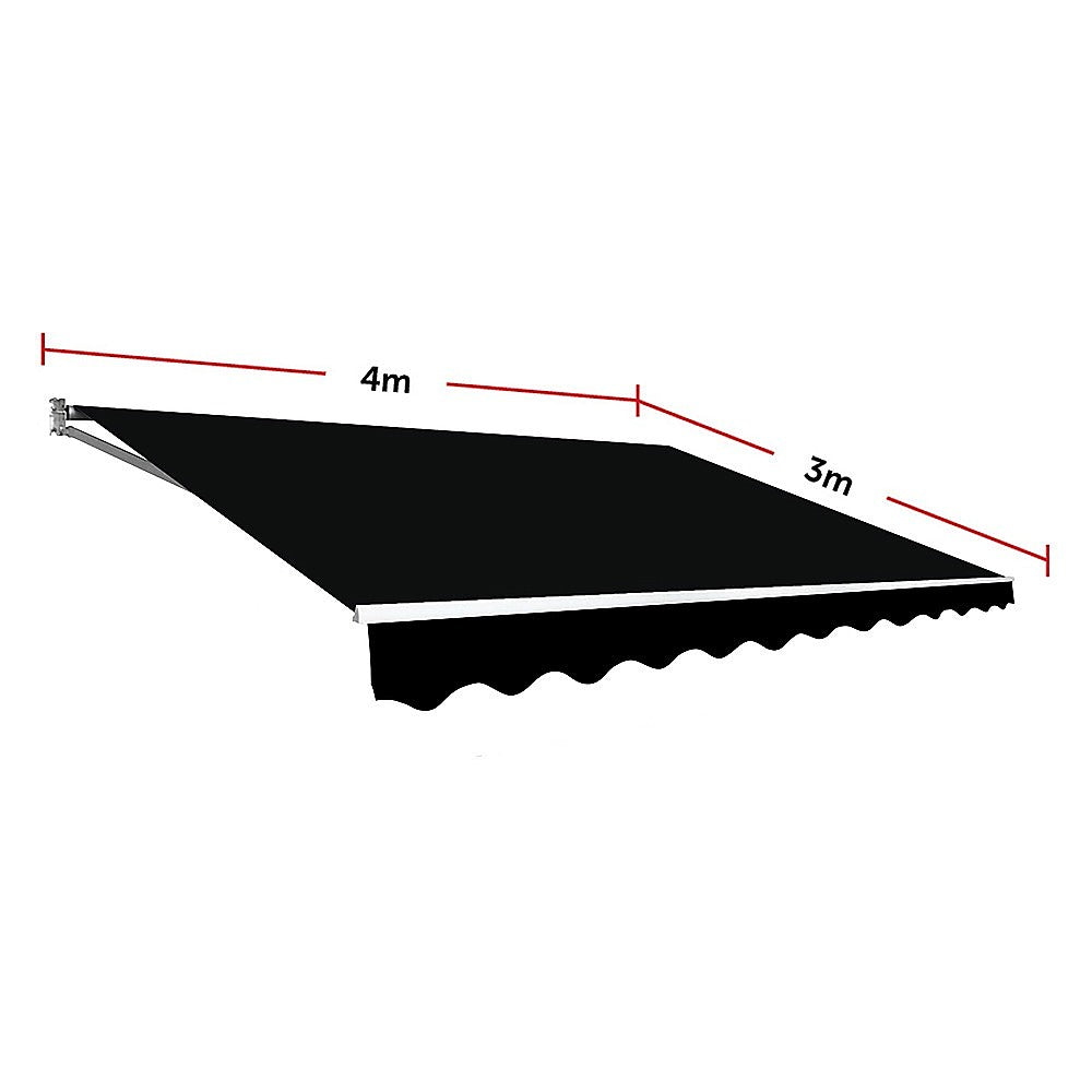 Outdoor Folding Arm Awning Retractable Sunshade Canopy Black 4.0m x 3.0m V63-842801