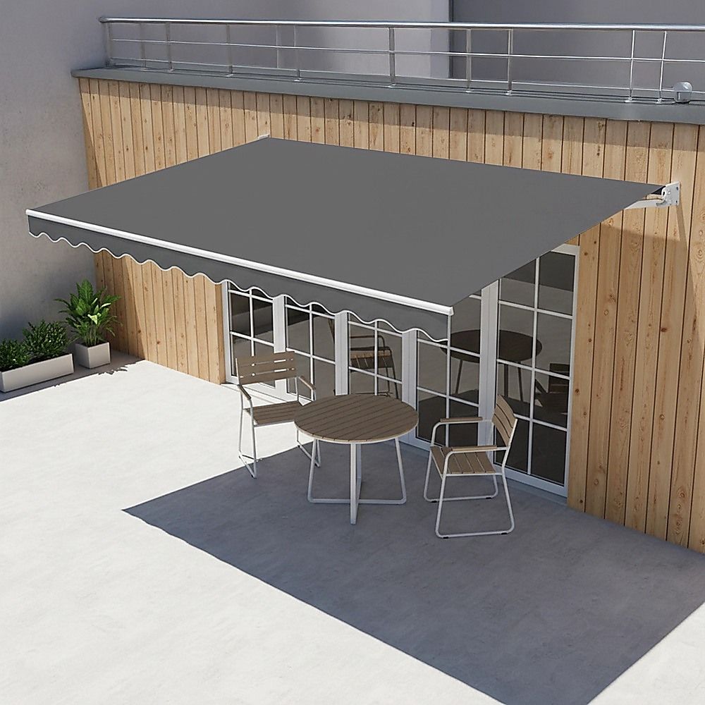 Outdoor Folding Arm Awning Retractable Sunshade Canopy Grey 5.0m x 3.0m V63-842811