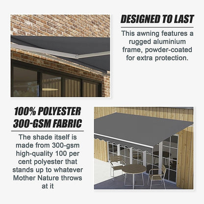 Outdoor Folding Arm Awning Retractable Sunshade Canopy Grey 5.0m x 3.0m V63-842811