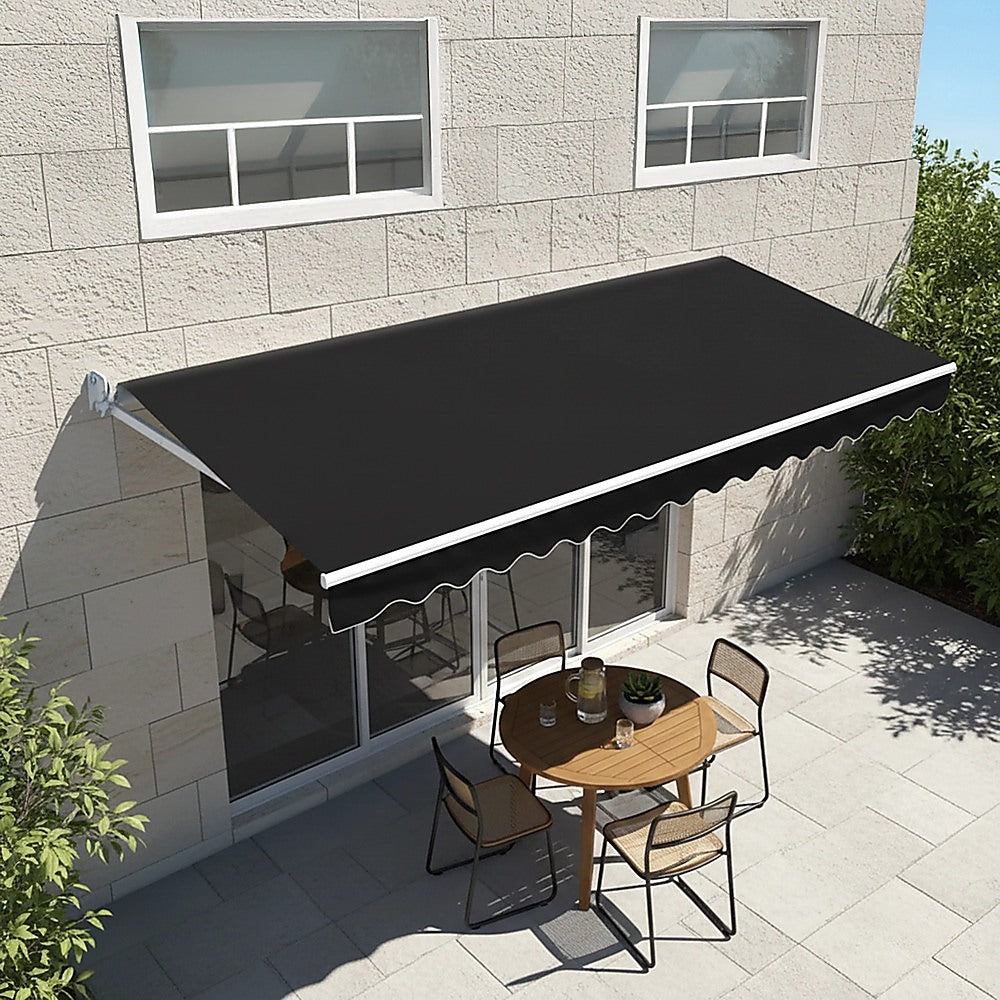 Outdoor Folding Arm Awning Retractable Sunshade Canopy Black 5.0m x 3.0m V63-842821