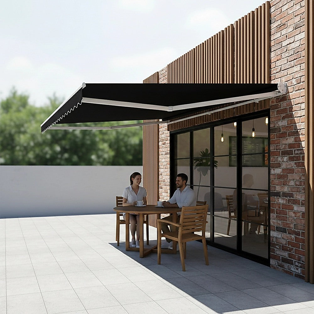 Outdoor Folding Arm Awning Retractable Sunshade Canopy Black 5.0m x 3.0m V63-842821