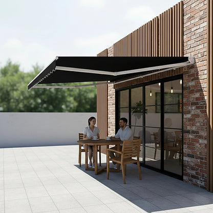 Outdoor Folding Arm Awning Retractable Sunshade Canopy Black 5.0m x 3.0m V63-842821
