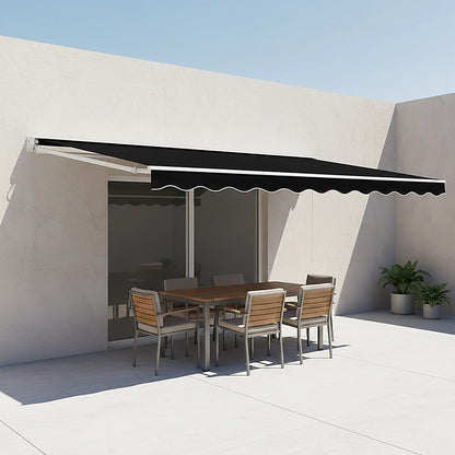 Outdoor Folding Arm Awning Retractable Sunshade Canopy Black 5.0m x 3.0m V63-842821