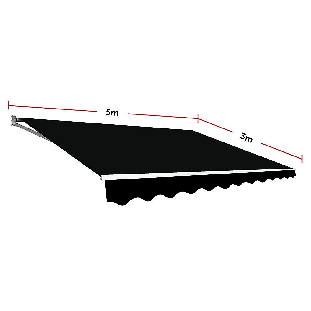 Outdoor Folding Arm Awning Retractable Sunshade Canopy Black 5.0m x 3.0m V63-842821