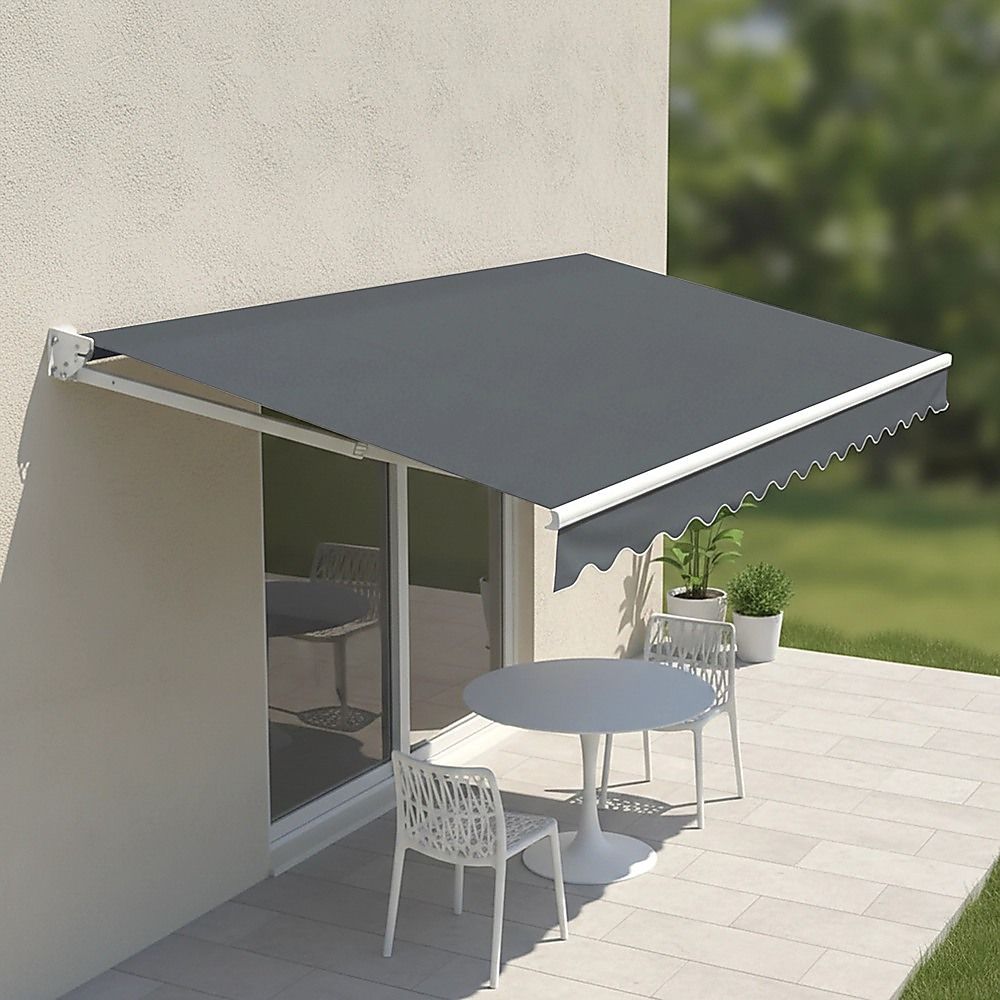 Motorised Outdoor Folding Arm Awning Retractable Sunshade Canopy Grey 3.0m x 2.5m V63-842831