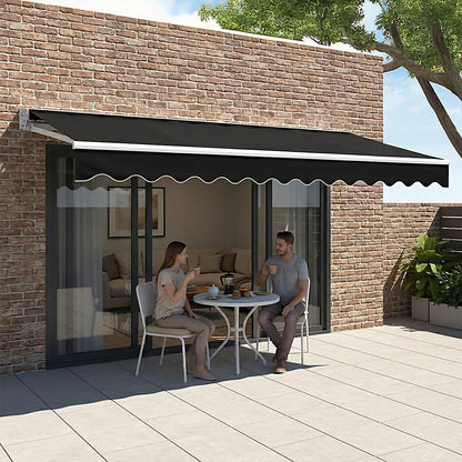 Motorised Outdoor Folding Arm Awning Retractable Sunshade Canopy Black 3.0m x 2.5m V63-842841
