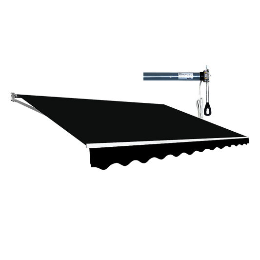 Motorised Outdoor Folding Arm Awning Retractable Sunshade Canopy Black 3.0m x 2.5m V63-842841