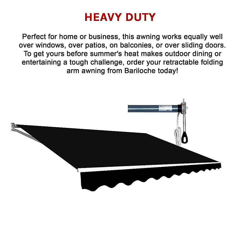 Motorised Outdoor Folding Arm Awning Retractable Sunshade Canopy Black 3.0m x 2.5m V63-842841