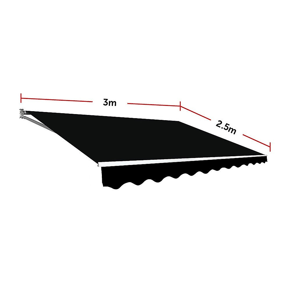 Motorised Outdoor Folding Arm Awning Retractable Sunshade Canopy Black 3.0m x 2.5m V63-842841