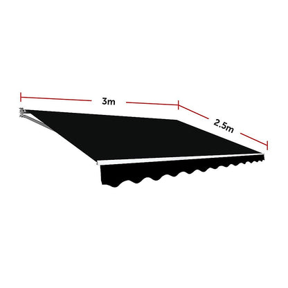 Motorised Outdoor Folding Arm Awning Retractable Sunshade Canopy Black 3.0m x 2.5m V63-842841