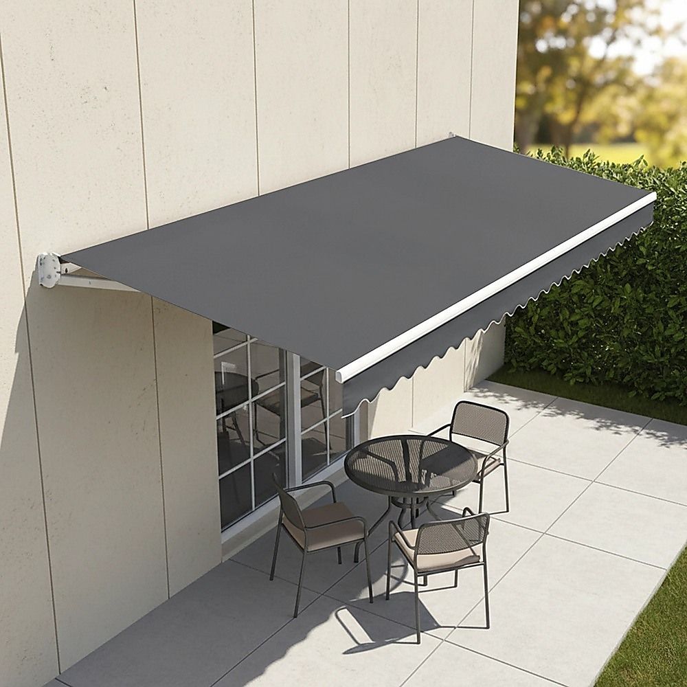 Motorised Outdoor Folding Arm Awning Retractable Sunshade Canopy Grey 4.0m x 2.5m V63-842851