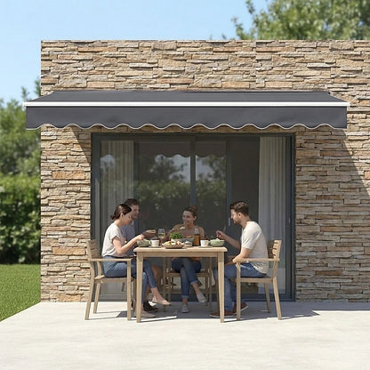 Motorised Outdoor Folding Arm Awning Retractable Sunshade Canopy Grey 4.0m x 2.5m V63-842851