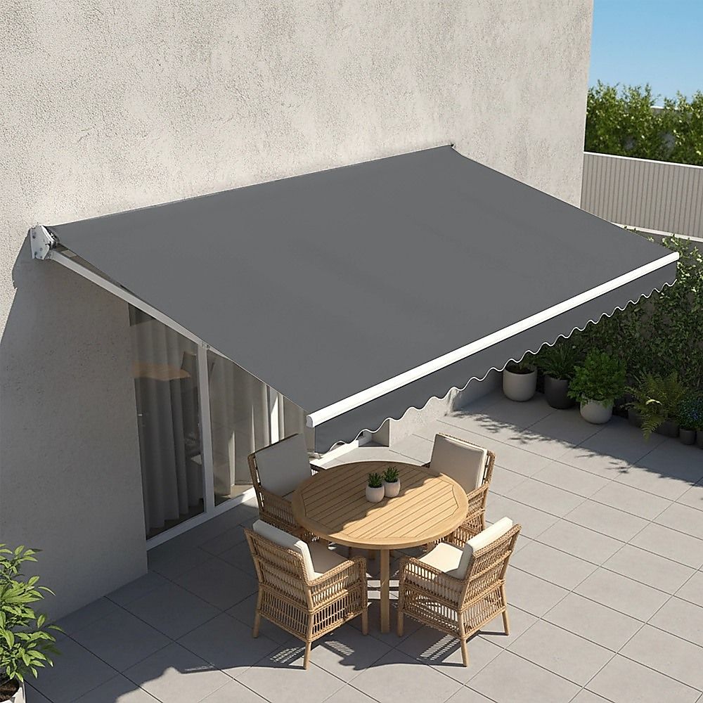 Motorised Outdoor Folding Arm Awning Retractable Sunshade Canopy Grey 4.0m x 2.5m V63-842851