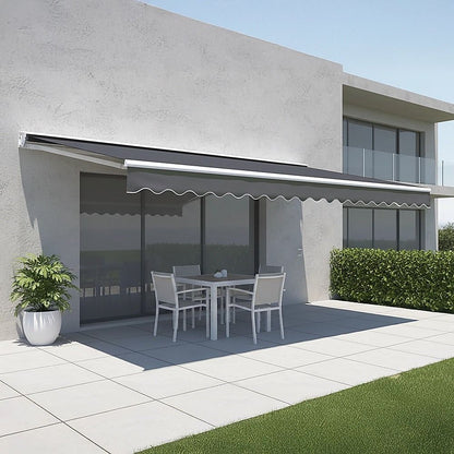 Motorised Outdoor Folding Arm Awning Retractable Sunshade Canopy Grey 4.0m x 3.0m V63-842871