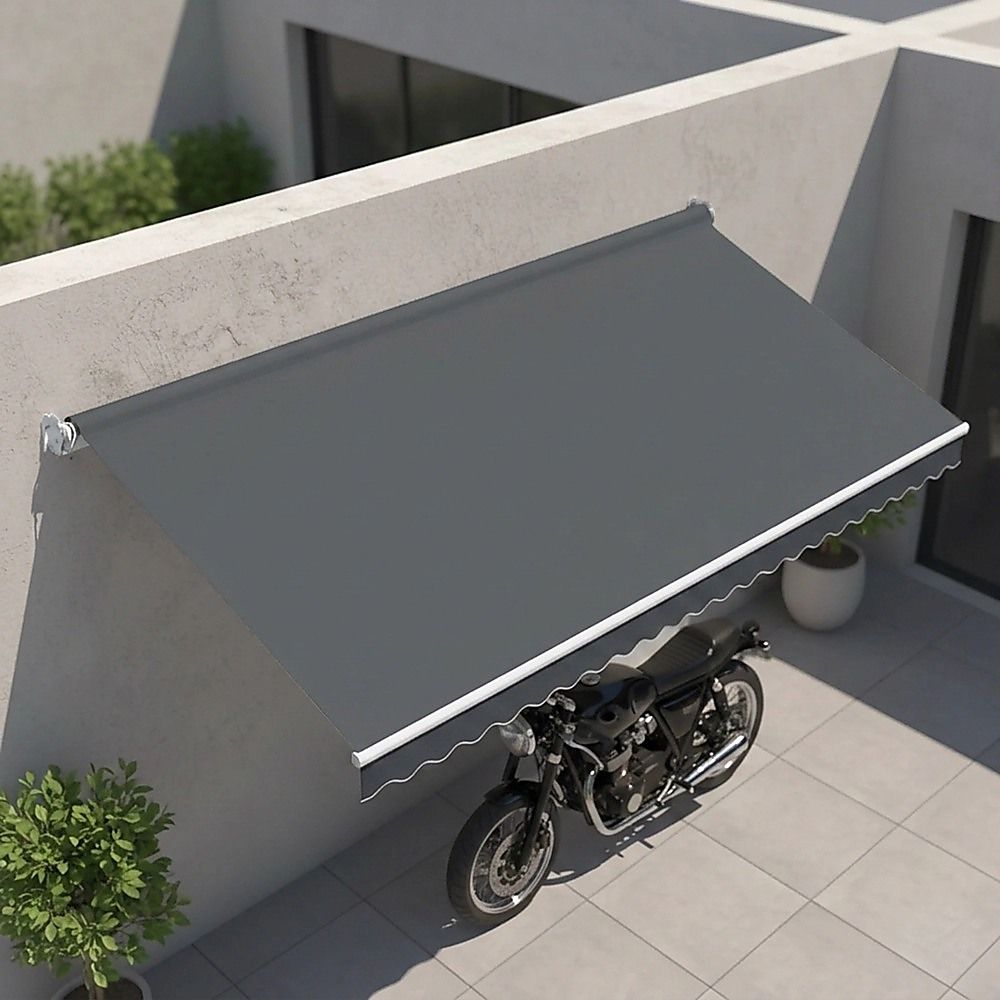 Motorised Outdoor Folding Arm Awning Retractable Sunshade Canopy Grey 4.0m x 3.0m V63-842871